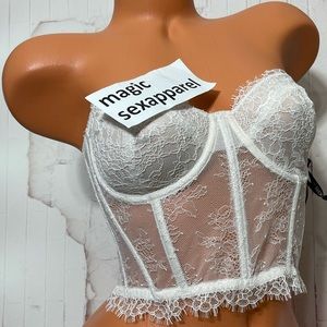 VS 36DD DREAM ANGELS LONGLINE BUSTIER BRA CHANTILLY LACE BONED